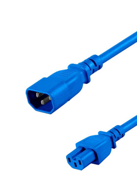 蓝色C14转C15电源线UPS服务器PDU电源线凹槽品字尾C15美标延长线