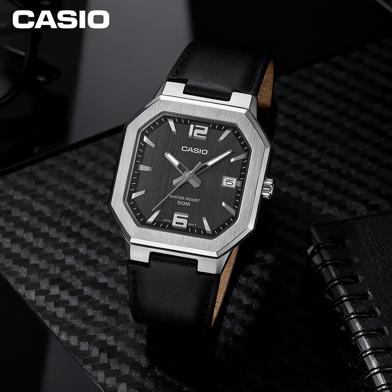 卡西欧小方块简约时尚商务金属方形小方表石英手表男MTP-B195