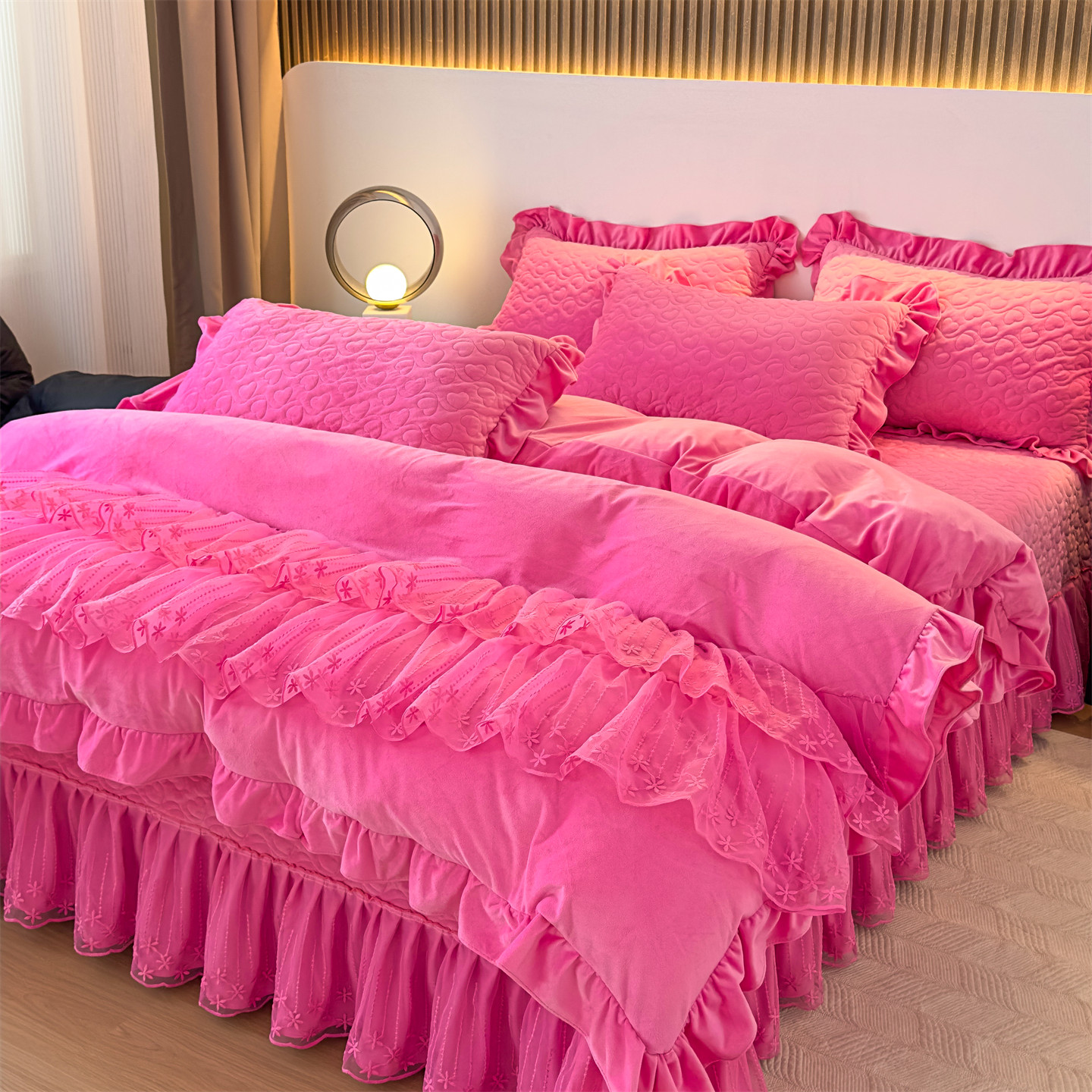 冬季保暖宝宝绒夹棉床盖四件套加厚牛奶绒被套罩短毛绒加绒床单