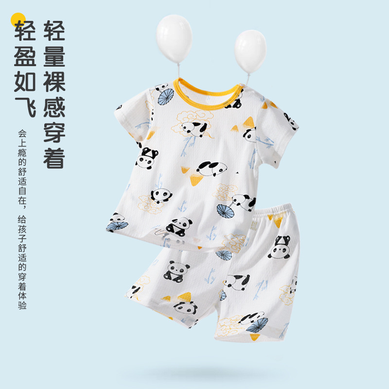 夏季薄款短袖纯棉睡衣男童家居服