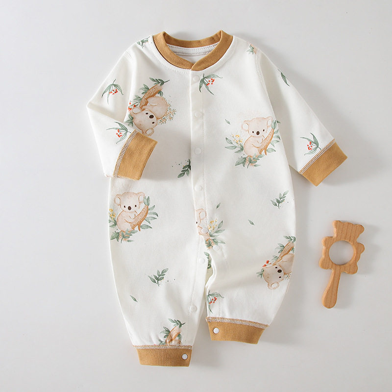 婴儿衣服纯棉春秋新生儿连体衣宝宝哈衣爬服无骨打底内衣宝宝睡衣