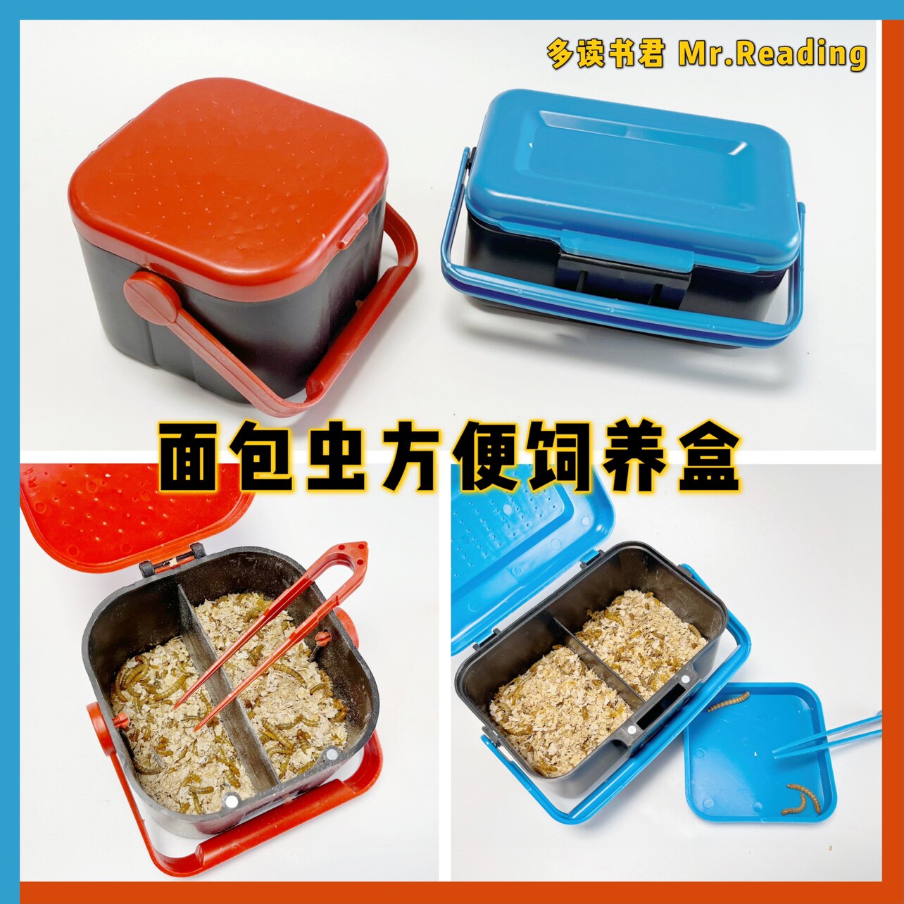 多读书宠物活体饲料盒透气面包虫大麦虫饲养盒活饲喂食观察盆精品