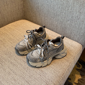 女老爹鞋 真皮网面透气厚底增高系带休闲运动鞋 TFM 2026年新款