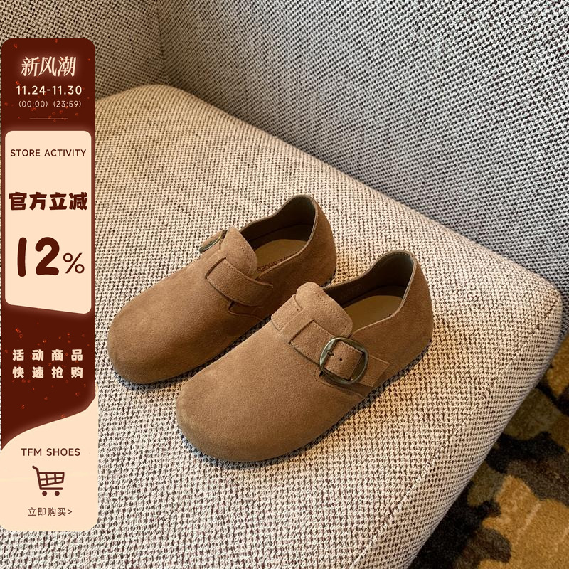 复古皮带扣厚底勃肯鞋单鞋