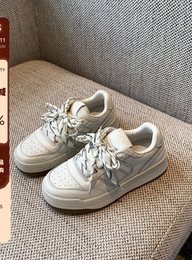 【TFM】厚底小白鞋女2026新款擦色做旧复古百搭增高休闲运动板鞋