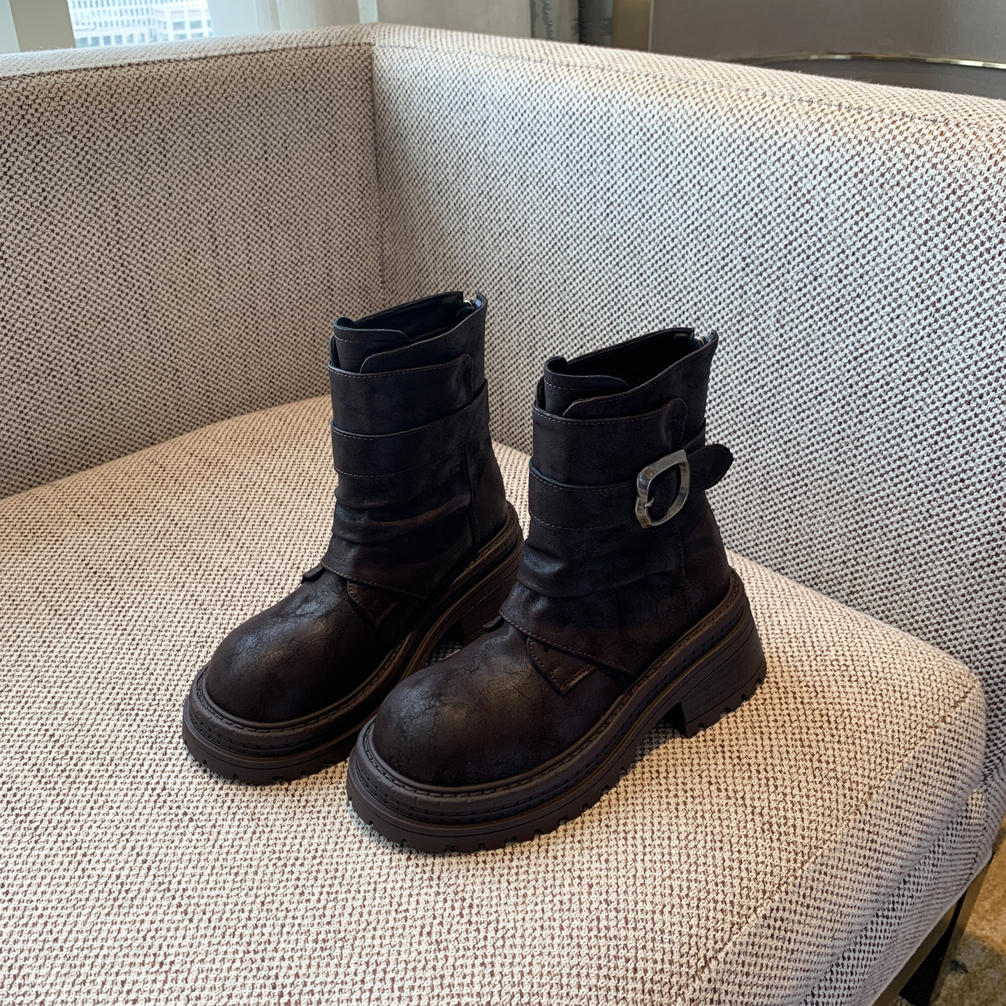 增高厚底粗跟复古马丁靴