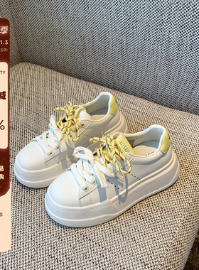 【TFM】厚底小白鞋女2025春季新款韩版拼色双鞋带百搭休闲鞋板鞋