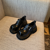 TFM 2026春季 新款 英伦风厚底小皮鞋 女百搭魔术贴复古乐福单鞋