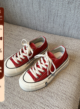 【TFM】休闲板鞋女鞋2026新款韩版时尚百搭系带平底低帮女帆布鞋