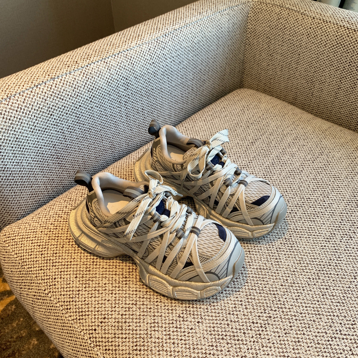 【TFM】超轻~厚底老爹鞋女2026年新款时尚绑带网面透气运动休闲鞋