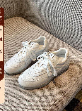 【TFM】真皮小白鞋女2026新款复古德训鞋轻便厚底防滑运动休闲鞋