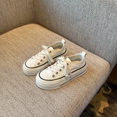 女百搭学院风小白鞋 软面真皮系带增高厚底板鞋 TFM 2026年新款