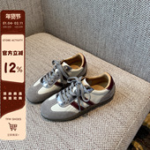 TFM 时髦撞色 小牛皮复古系带舒适平底运动休闲鞋 女德训鞋 板鞋