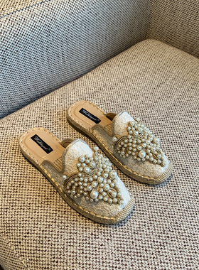 【TFM】小香风渔夫鞋女2026年新款包头半拖鞋女外穿一脚蹬穆勒鞋