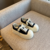 女百搭休闲黑白配色潮鞋 厚底6.5CM增高系带板鞋 TFM 2026年新款