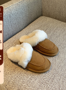 【TFM】拖鞋女外穿平底2CM包头半拖女新款百搭一脚蹬懒人勃肯拖鞋