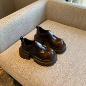 女魔术贴厚底7CM增高粗跟小皮鞋 女英伦 新款 乐福鞋 TFM 2026春季