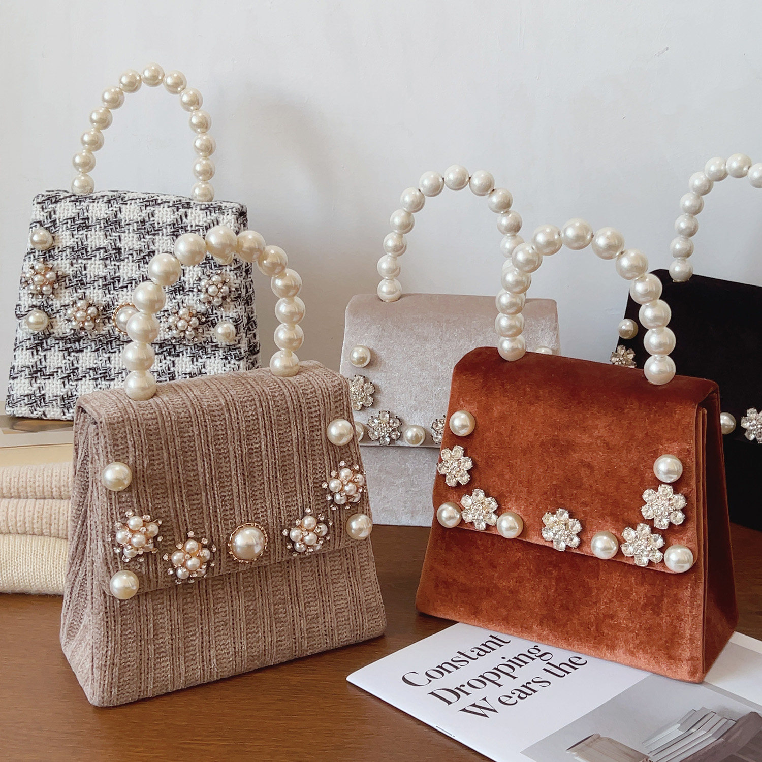 清仓特价 珍珠手提包时尚单肩斜挎包链条包丝绒女包,箱包皮具/热销女包/男包,通用款女包,淘宝优惠券,粉丝福利购,淘宝优惠卷