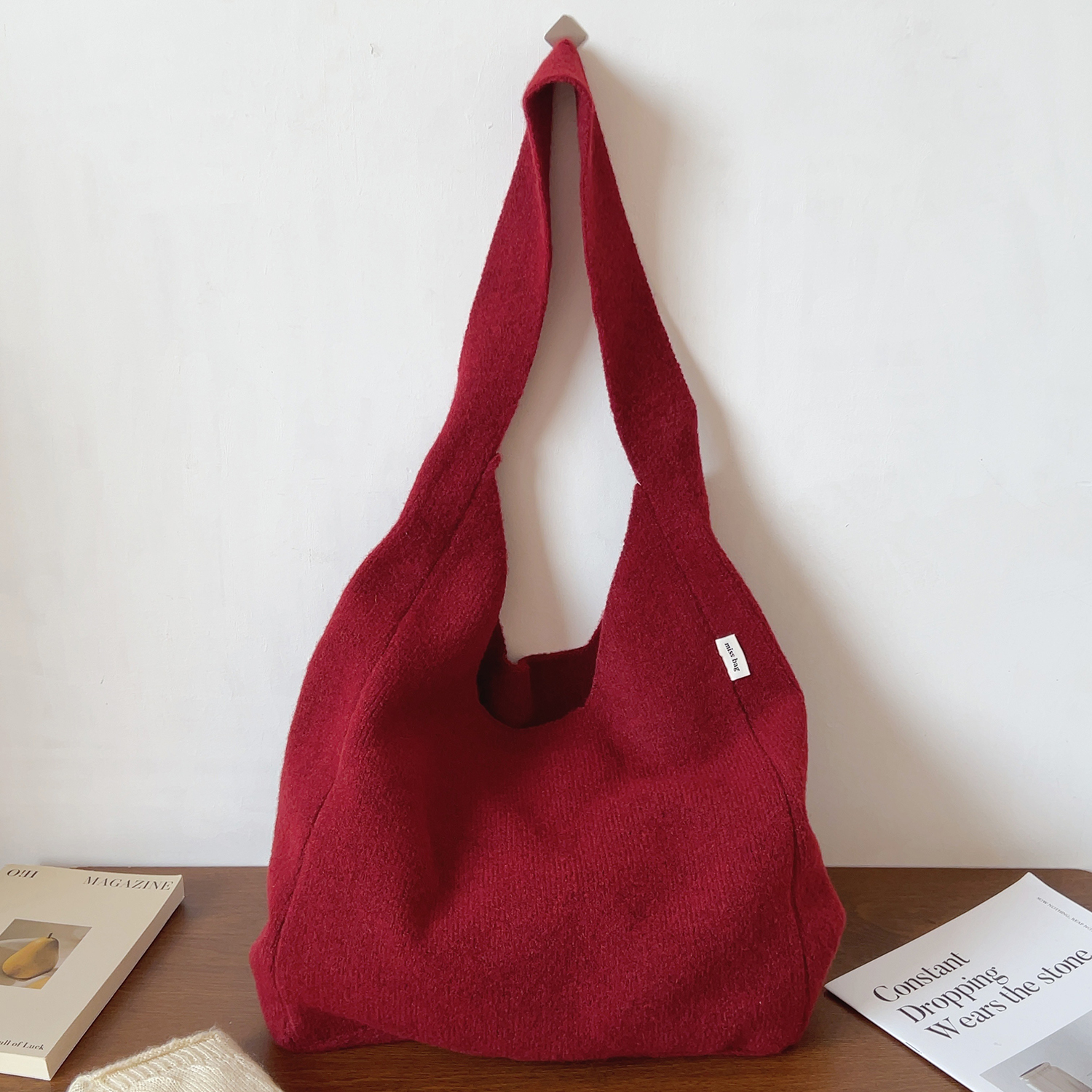 韩系ins复古针织包时尚百搭腋下单肩包大容量斜挎包托特包购物袋