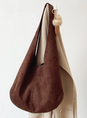 ins时尚百搭麂皮绒托特包大容量复古绒面腋下单肩包子母包通勤包