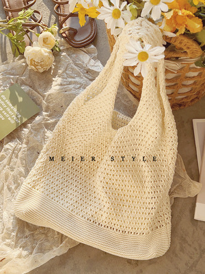 镂空毛线包编织包单肩包托特包