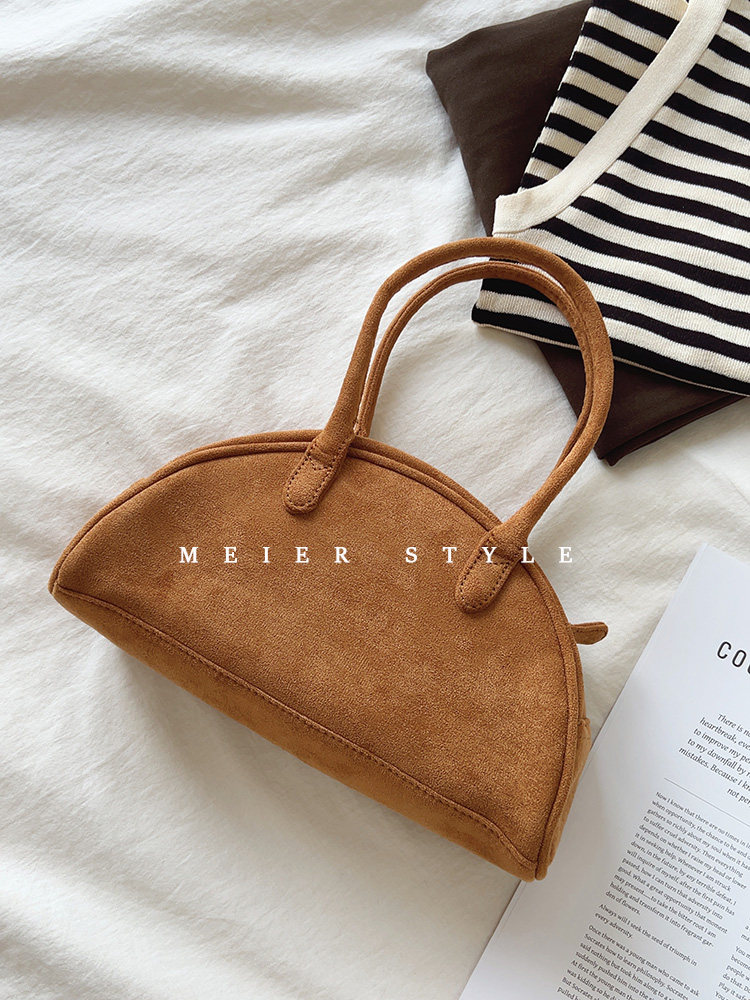 2023秋冬新款韩国复古绒面马鞍包贝壳包气质百搭手提包手拎包女包,箱包皮具/热销女包/男包,通用款女包,淘宝优惠券,粉丝福利购,淘宝优惠卷