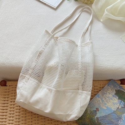ins夏季镂空网兜包渔网包大容量托特包单肩包帆布包度假沙滩包女