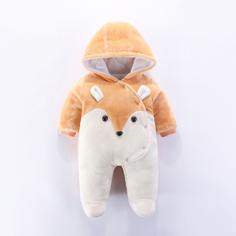 新生婴儿儿衣服秋冬连体衣服加厚男女宝宝珊瑚绒帽哈衣外出爬服抱
