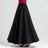 秋冬季 保暖毛呢半身裙A字高腰显瘦中长裙大码 百褶羊绒半身长裙女