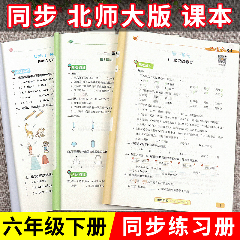 北师大版六年级上下册同步练习册