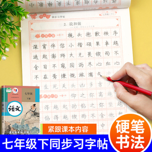 七年级下册语文同步临摹字帖 初一下学期练字帖部编版人教版上 写字练字钢笔描红练习 7年级上学期课课练每日一练写字帖