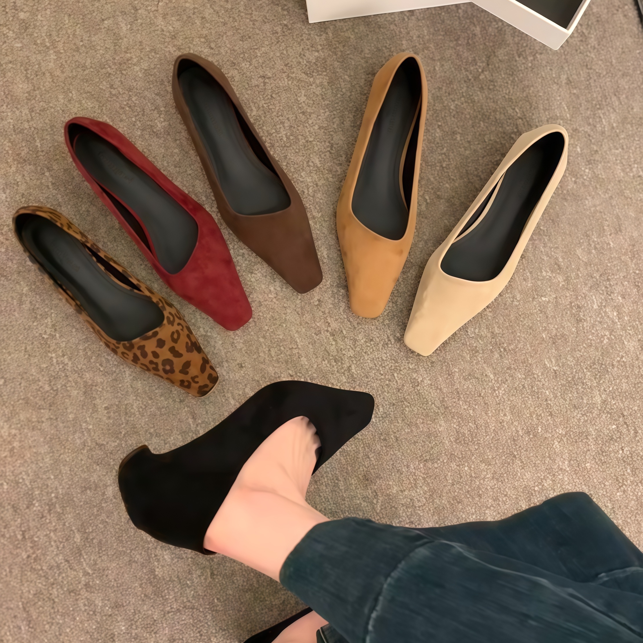 2025新款法式黑色绒面单鞋女鞋子