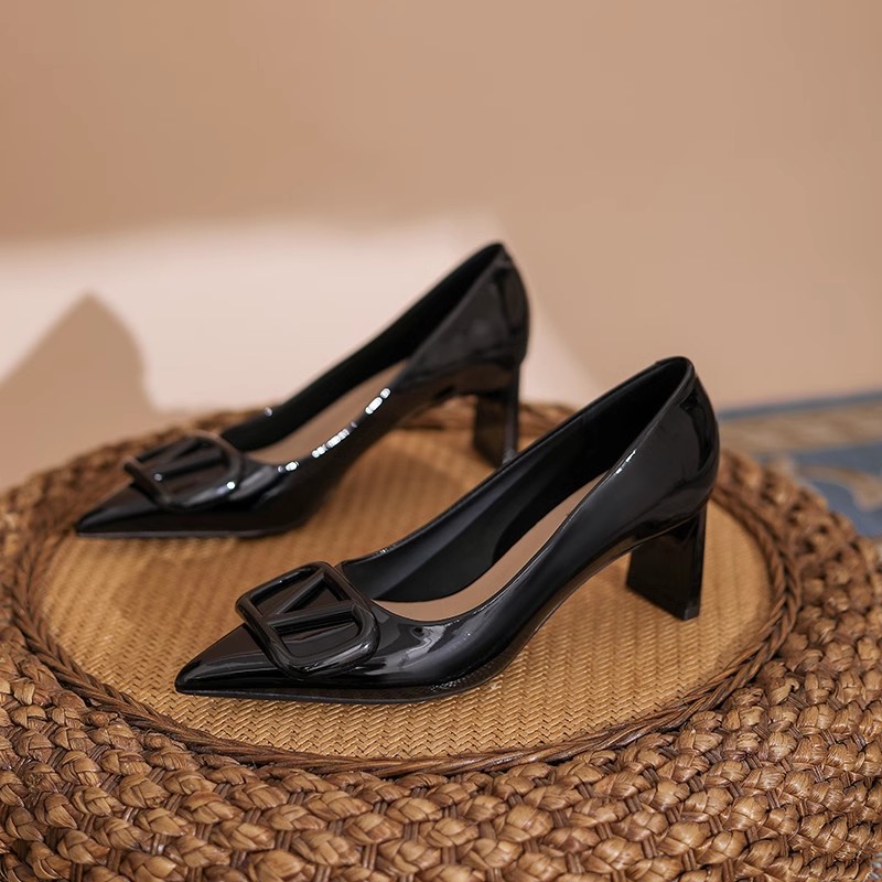 2024年秋冬法式高跟鞋女粗跟单鞋