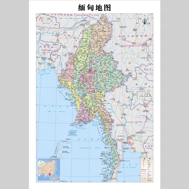 缅甸地图电子版设计素材文件中文版高清缅甸地图jpg格式