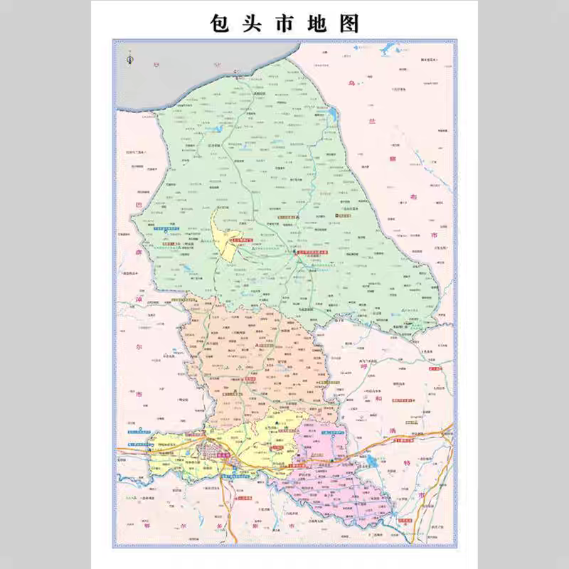 包头市高清电子地图街道区域交通地图JPG格式高清源文件素材模板