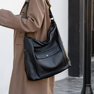 菲小姐订制慵懒风大容量头层牛皮单肩大包包实用斜挎真皮托特包女
