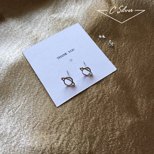 日韩版S925纯银镂空土星星球小行星耳钉耳饰品女时尚个性简约创意