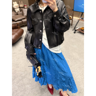 Luo家翻领皮夹克GG77225 尼斯周末 ENING