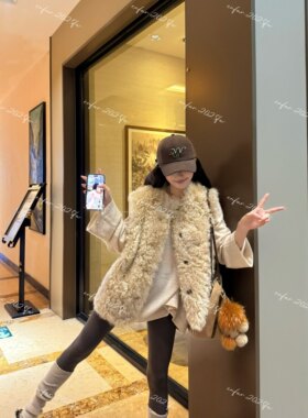 ENFUR | 欧尼呀 修身百搭时髦单品托斯卡纳羊皮毛一体马甲GG78785