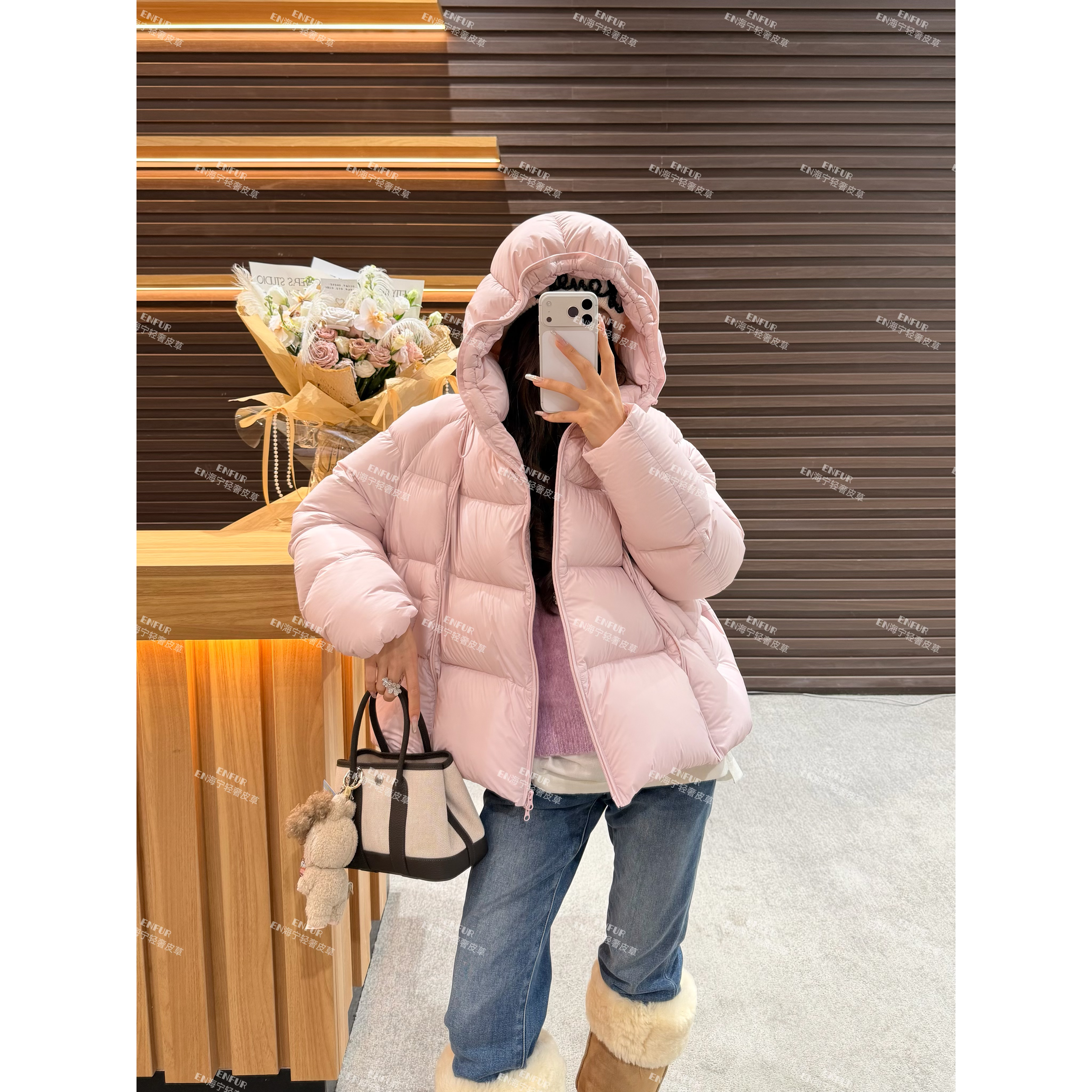 三星安心95白鹅绒连帽短款羽绒服