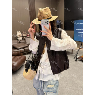 复古圆领羊皮皮衣马甲GG77293 海岛小调 ENING