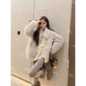 ENFUR 甜妹儿 翻领显瘦不挑人直毛托卡皮毛一体皮草外套GG78797