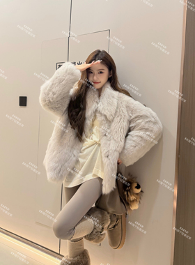 ENFUR | 甜妹儿 翻领显瘦不挑人直毛托卡皮毛一体皮草外套GG78797