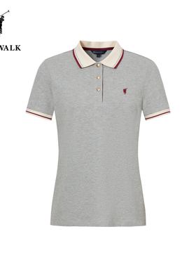 POLOWALK女式短袖POLO衫修身收腰显瘦时尚商务T恤AH2W52E10131