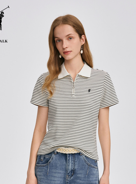 POLOWALK女装夏季时尚百搭舒适款新品女式短袖POLO衫AT9W52E11081