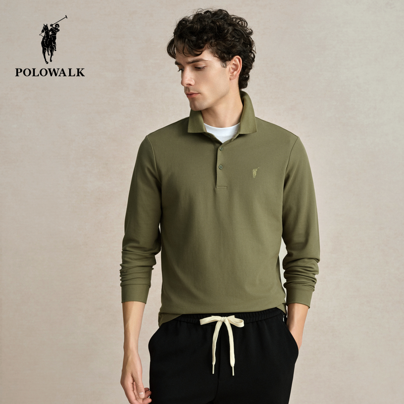 POLOWALK商务翻领百搭长袖正装男