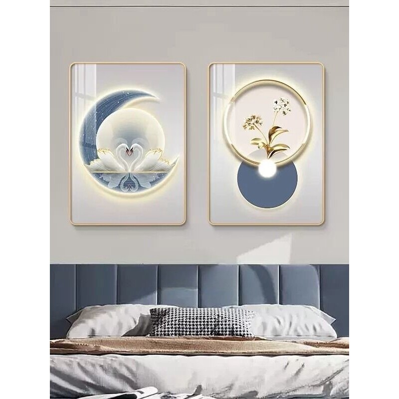 餐厅装饰画挂画新中式卧室床头画2026新款适合大白墙装饰晶瓷挂画