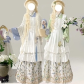 织云阁原创汉服女汉洋折衷交领琵琶袖 马面裙洛丽塔罩裙秋冬套装