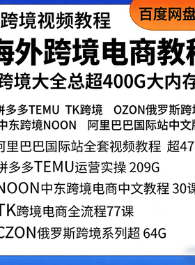 TK跨境电商大全拼多多TEMU开店NOON教程OZON阿里巴巴国际站中文版