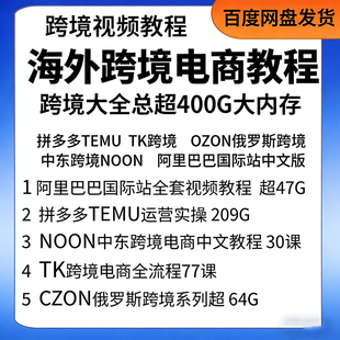 TK跨境电商大全拼多多TEMU开店NOON教程OZON阿里巴巴国际站中文版